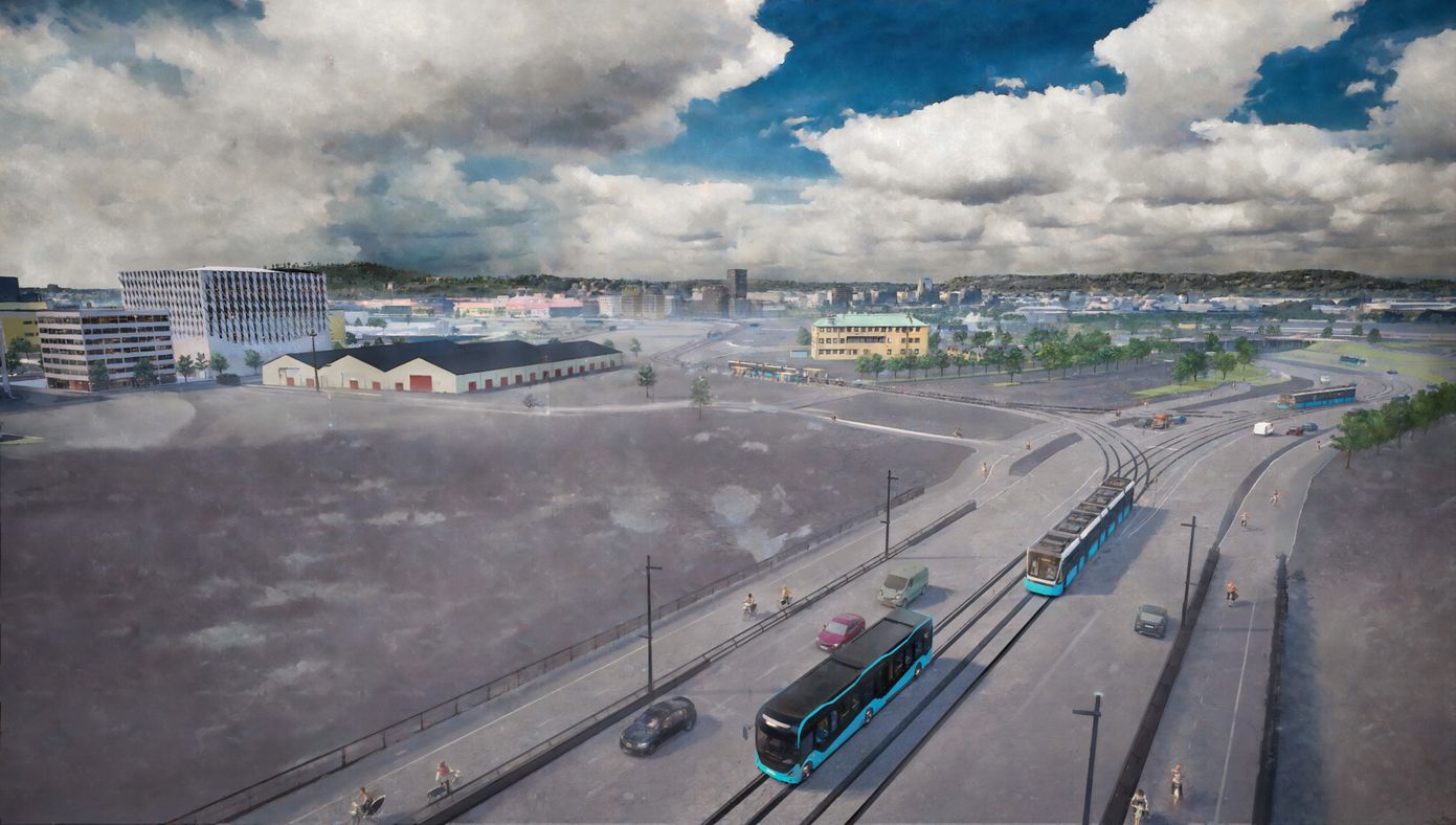 Bild av Frihamnen där det ska göras spårväg och nya busshållplatser