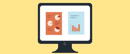 illustration av en dataskärm på gul bakgrund