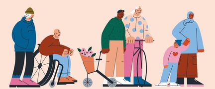 illustration på personer i kö