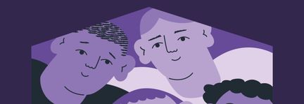 Illustratione som visar personer som bor i ett hus