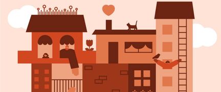 Illustration på röda hus 