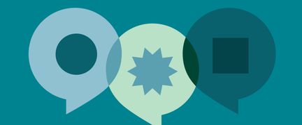 Tre pratbubblor som går in i varandra