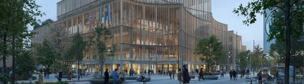 Vy mot entrén som ligger på Valhallagatan