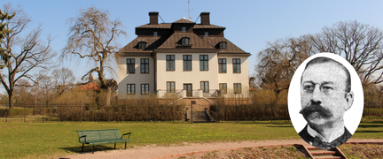 Bild på Örby Slott vars ägor lade grunden till Fritz Dalheimers förmögenhet. Bild på Fritz Dalheimer. 