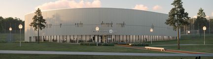 Backahallen byggs i ljusa färger, med oval form