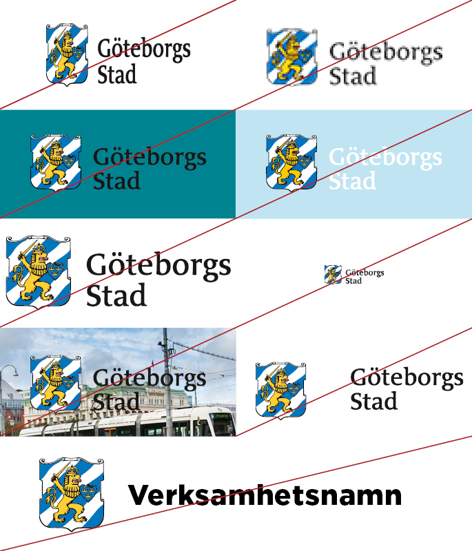 Exempel p&aring; felanv&auml;ndning av G&ouml;teborgs Stads logotyp.