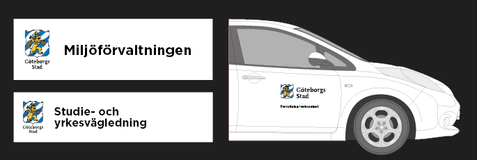 Exempel p&aring; placering av verksamhetsnamn bredvid G&ouml;teborgs Stads logotyp.