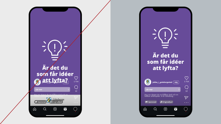 Exempel som visar text i reels som hamnar under annan text i en app som Tiktok.