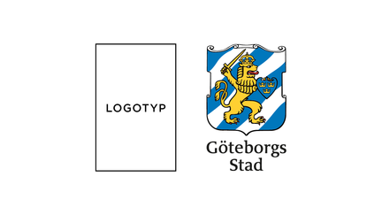 Göteborgs Stads logotyp och plats för en annan logotyp bredvid.