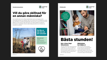 Exempel på affischer med text och foto.