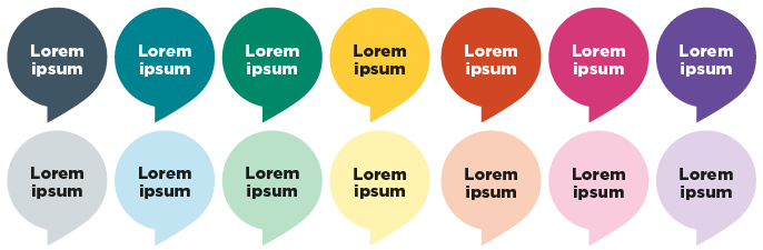 F&auml;rgpalett som visar svart text mot ljusa pratbubblor och vit text mot m&ouml;rka pratbubblor.