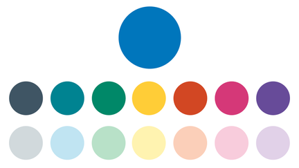 Cirklar med Göteborgs Stads mörka och ljusa färger.