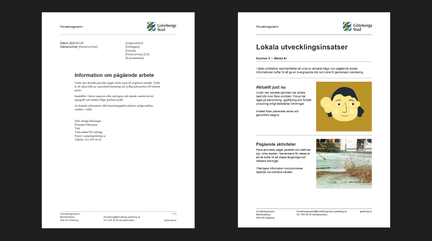 Exempel på nyhetsbrev gjorda i Word, det ena med endast text och det andra med text bredvid bild.