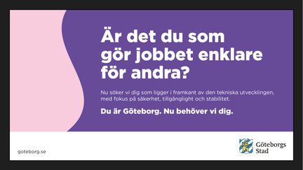 Exempel på tidningsannonser med text på lila färgplatta.