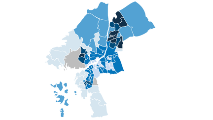 Karta över Göteborg i socioekonomisk områdesindelning