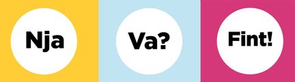 Färgade rutor med orden nja, va och fint