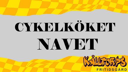 En gul platta med texten cykelköket navet 