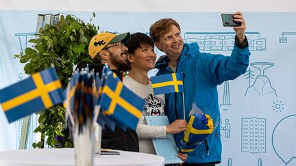 Wei Sun var en av de många nya medborgare som firades i Slottsskogen 2024. Foto: Julia Åhall