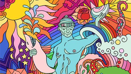Färgglad illustration av Poseidon