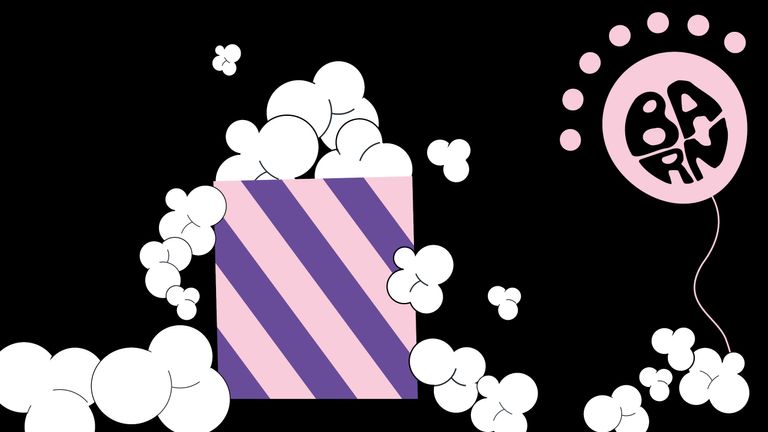 Illustration: Popcorn och ballong