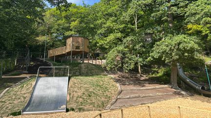 Utkikstornet är en av de större nyheterna som nu byggts i skogsslänten – ett önskemål som föddes direkt ur barnens upptäckande av platsen. Foto: Stadsmiljöförvaltningen