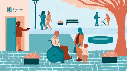 Människor på ett torg