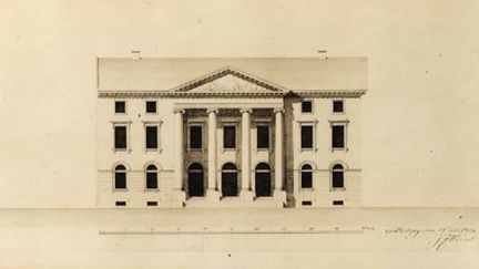 Förslag till börsbyggnad av Justus Weinberg 1825.