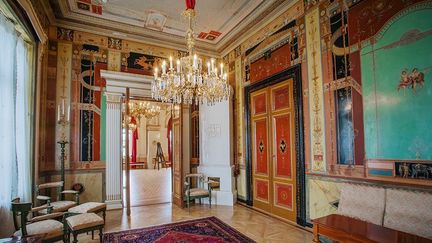 Pompejanska salongen med väggmålningar av Fritz Hagedorn, 2021. 