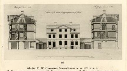 Ritning till ny börsbyggnad av stadsarkitekt Carl Wilhelm Carlberg 1777. 