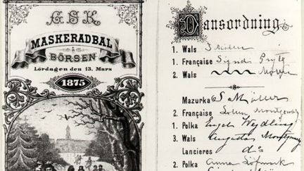 Program till maskeradbal på Börsen 13 mars 1875.
