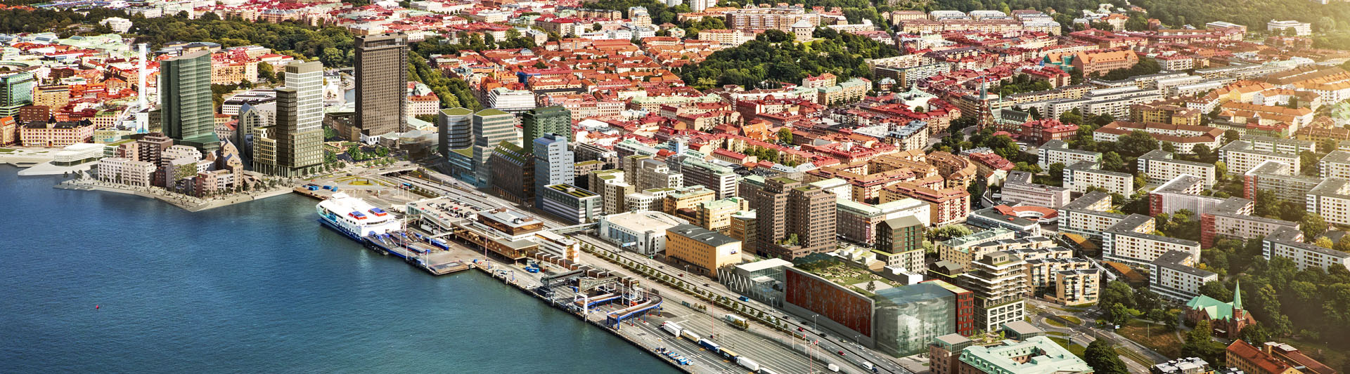 Bild på Masthuggskajens projektområde vid Göta Älv