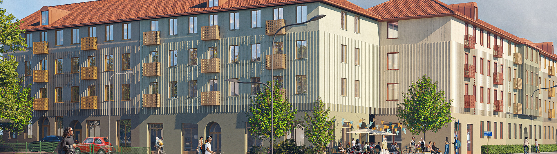 Visionsbild över de planerade bostäderna. 