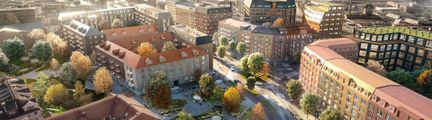 Gamlestaden med tillkommet torg och byggnader,