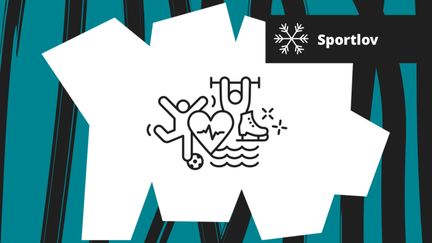 Illustration som visar olika sportaktiviteter som en skridsko, vatten, styrkeövning och fotboll