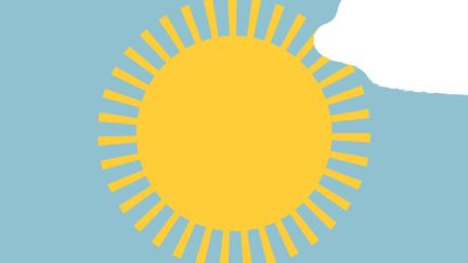 Sol, moln, blå himmel (illustration)