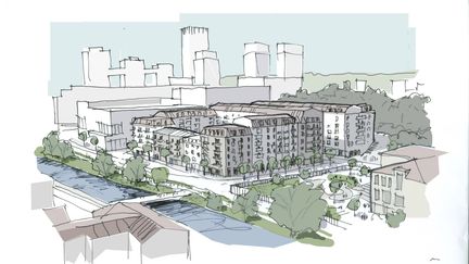 Illustrationsritning för nya centralbadet