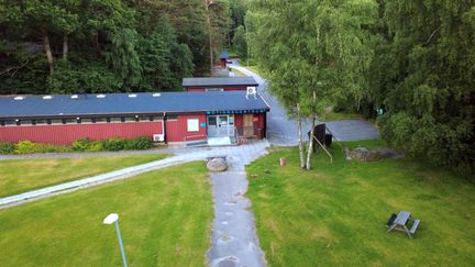 Flygbild över entrén