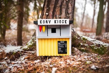 Klass 9F på Sannaskolan har vunnit SM i fågelholk med sitt bidrag Korv Kiosk.  Foto: Naturskyddsföreningen.
