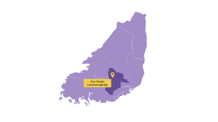 Karta över Hisingen med markering för Nya skolan Länsmansgården.