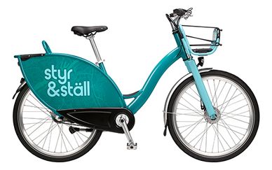 Turkos styr-&-ställ-cykel