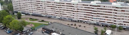 Drönarbild över Friskväderstorget. 