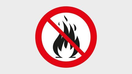 Eld med symbolen för förbud ovanpå, illustration