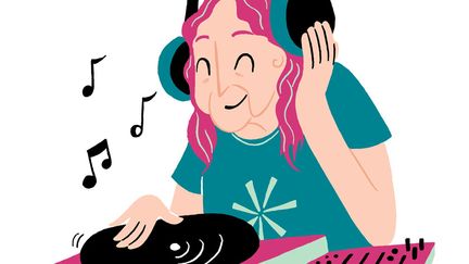 Person som dj:ar, illustration