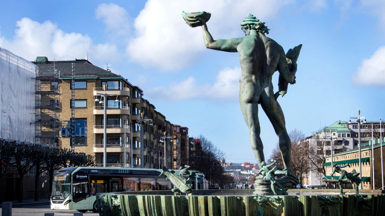 Staty av Poseidon på Götaplatsen i Göteborg.