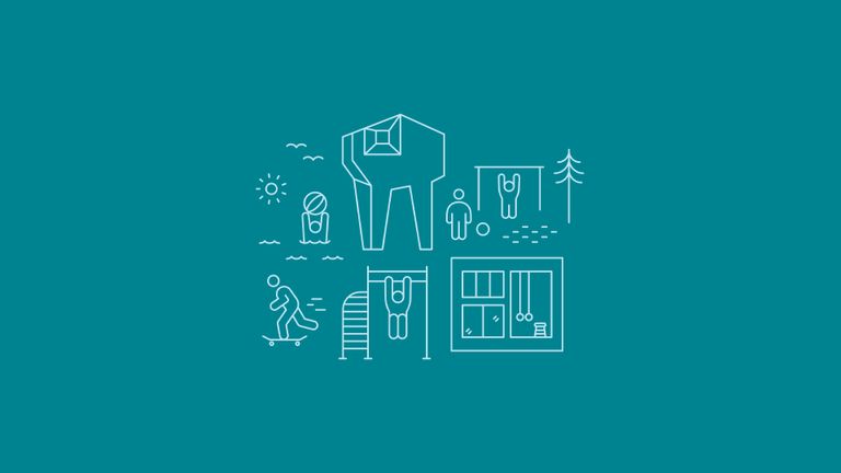 Illustration av idrott- och motionsanläggningar