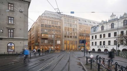 Bild av brunt höghus på adressen inom vallgraven 12