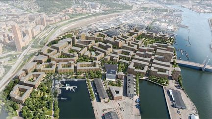 Bilden visar området Frihamnen där det i samrådsförslaget rymmer många flerbostadshus