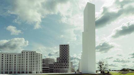 En volymstudie i hur förslaget vid Backavägen ser ut i storlek.