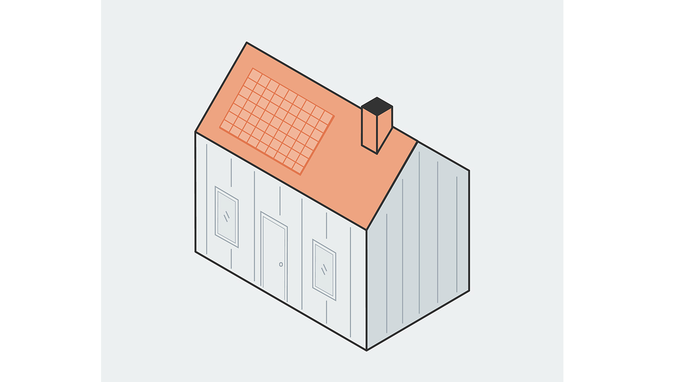Illustration av hus med solpanel på taket