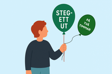 Person med två ballonger